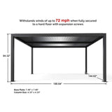[12X16FT] Alora Premium Outdoor Gray Aluminum Hardtop Pergola Gazebo With Adjustable Roof (SAK81364)