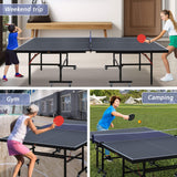 9FT Portable Mid-Size Ping Pong Table Set With Paddles, Balls, And Net