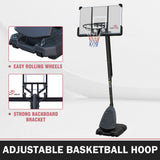 Portable Outdoor All-Weather Height Adjustable Basketball Hoop With 44-Inch Backboard And Wheels, 10FT