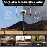 Portable Outdoor All-Weather Height Adjustable Basketball Hoop With 44-Inch Backboard And Wheels, 10FT