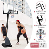 Portable Outdoor All-Weather Height Adjustable Basketball Hoop With 44-Inch Backboard And Wheels, 10FT