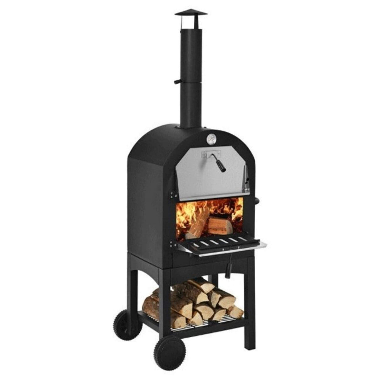 Portable Outdoor Wood Fired Pizza Oven W/ Pizza Stone & Waterproof Cover