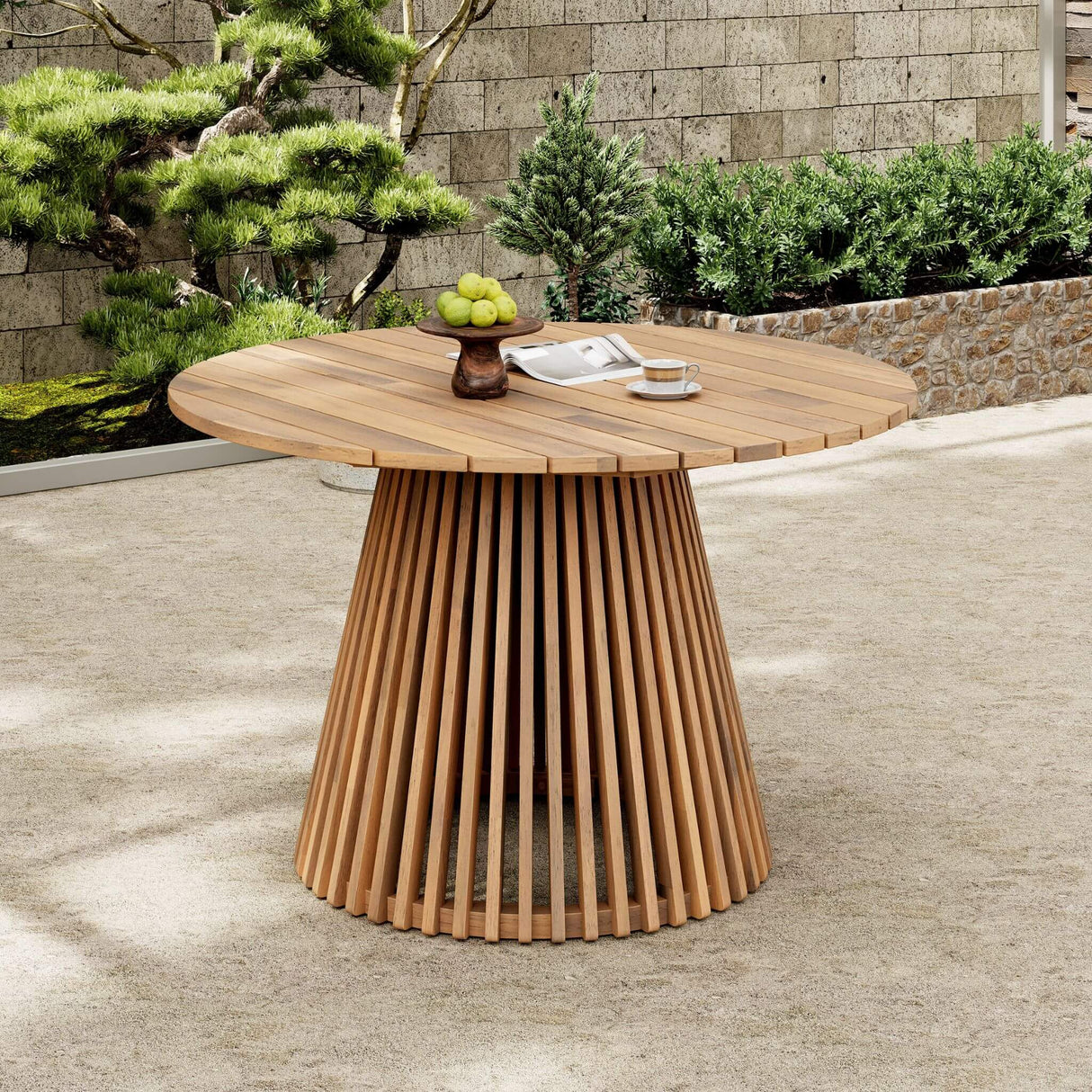 Alora Premium 5-Piece Outdoor Acacia Wood Patio Furniture Set With Braided Dining Chairs, Cushions, And Dining Table (SAK26754)