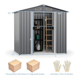 [04X06FT] Alora Premium Garden Galvanized Steel Storage Shed W/ Lockable Sliding Doors (SAK75842)