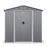 [04X06FT] Alora Premium Garden Galvanized Steel Storage Shed W/ Lockable Sliding Doors (SAK75842)