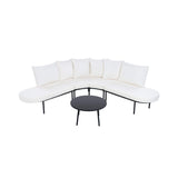 Alora Premium Half-Moon 6-Person Curved All-Weather Outdoor Furniture Sofa Patio Set With Coffee Table And Cushions (SAK76332)