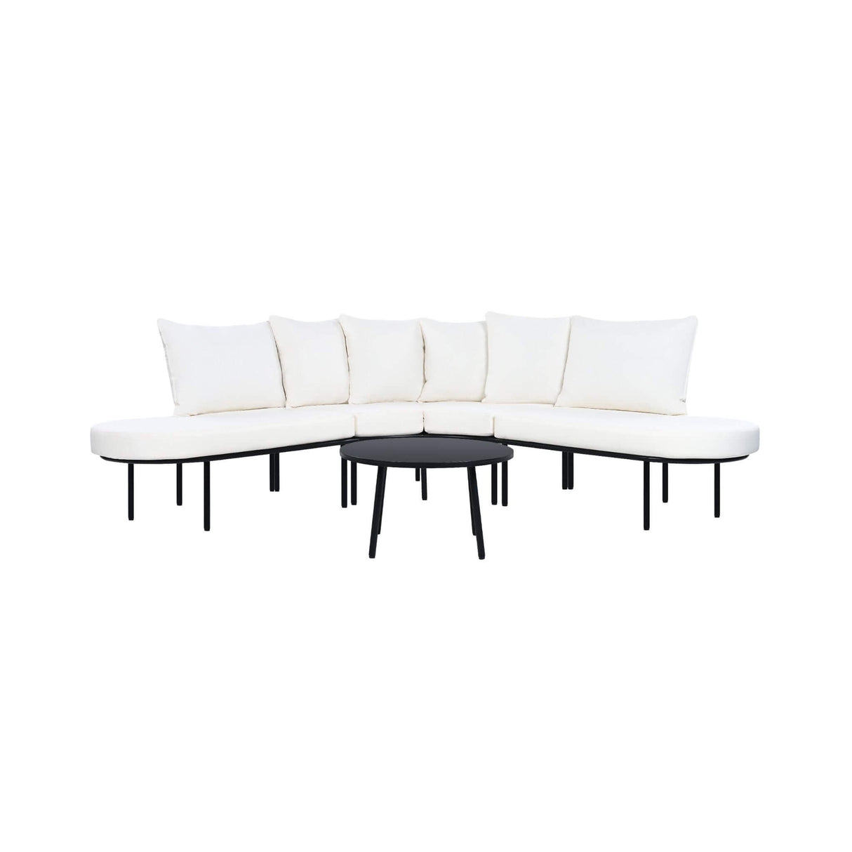 Alora Premium Half-Moon 6-Person Curved All-Weather Outdoor Furniture Sofa Patio Set With Coffee Table And Cushions (SAK76332)
