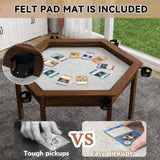 Premium 6-Person Hexagonal Game And Dining Table With Top, Mat And Cup Holders (SAK67845)