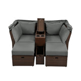 Alora Premium Outdoor 2-Seater Patio Daybed With Foldable Awning, Cushions, And Rattan Frame (SAK90233)