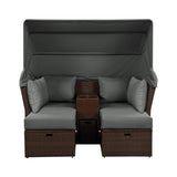 Alora Premium Outdoor 2-Seater Patio Daybed With Foldable Awning, Cushions, And Rattan Frame (SAK90233)