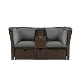 Alora Premium Outdoor 2-Seater Patio Daybed With Foldable Awning, Cushions, And Rattan Frame (SAK90233)
