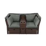 Alora Premium Outdoor 2-Seater Patio Daybed With Foldable Awning, Cushions, And Rattan Frame (SAK90233)