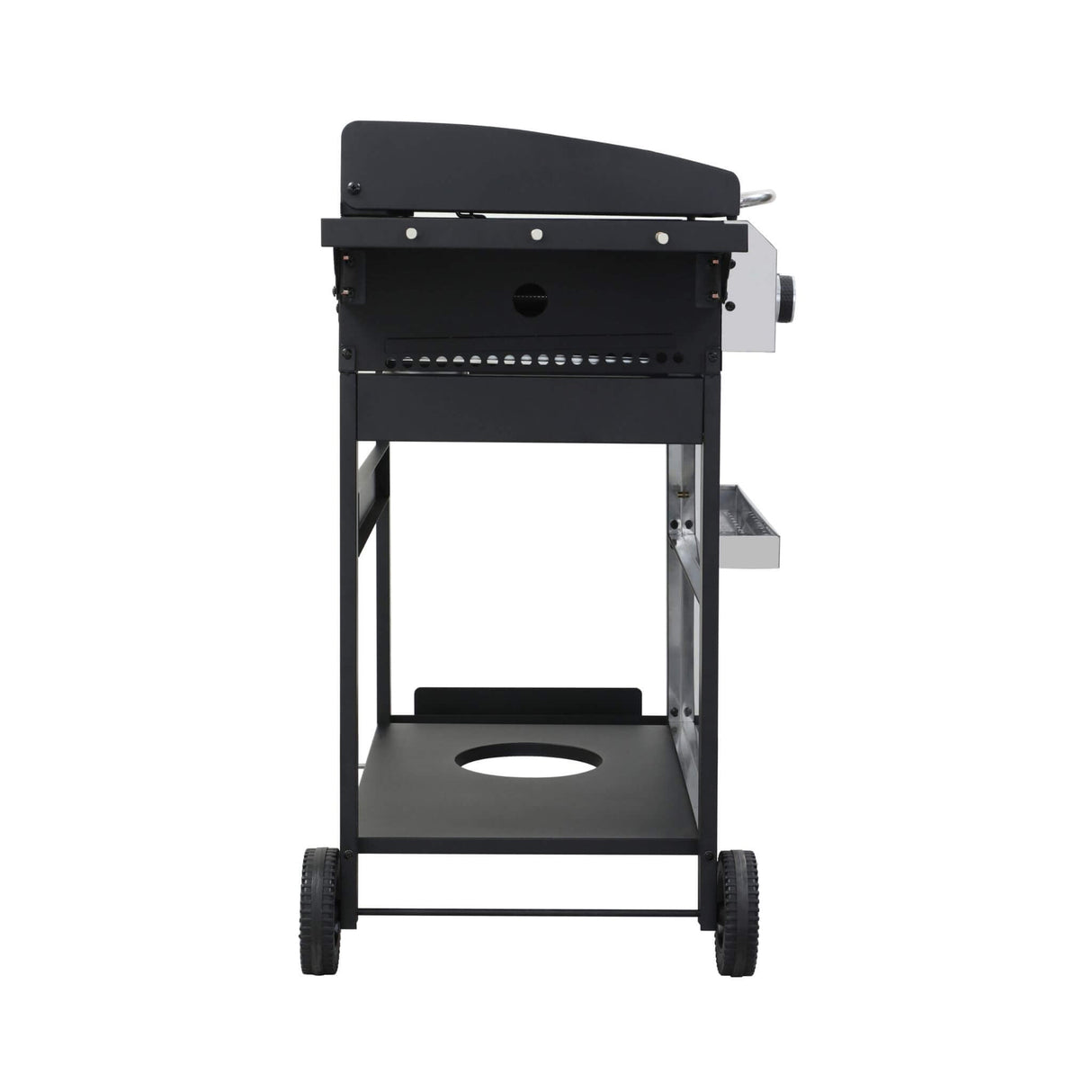 Premium Outdoor 4-Burner Propane BBQ Grill With Foldable Side Tables, Hanging Basket, And Cooking Grids