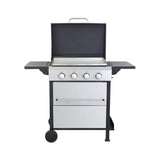 Premium Outdoor 4-Burner Propane BBQ Grill With Foldable Side Tables, Hanging Basket, And Cooking Grids