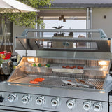 Castelle Flame Tuscany Outdoor BBQ Liquid Propane Kitchen Grill Island With 43-Inch 6-Burner 85K BTU Propane Gas Grill, Rotisserie Kit, And Storage Cabinets (SAK95623)