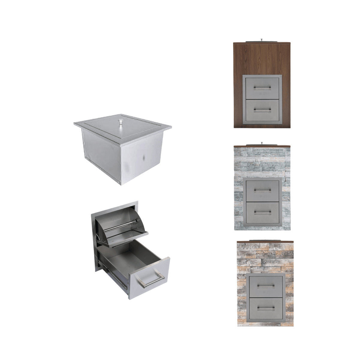 Premium Outdoor Kitchen With 32-Inch 60K BTU Built-In Stainless Steel LPG Gas Grill, Door And Drawer Combo And Stainless Steel Ice Box