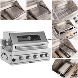 Premium Outdoor Kitchen With 32-Inch 60K BTU Built-In Stainless Steel LPG Gas Grill, Door And Drawer Combo And Stainless Steel Ice Box