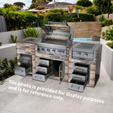 Premium Outdoor Kitchen With 32-Inch 60K BTU Built-In Stainless Steel LPG Gas Grill, Door And Drawer Combo And Stainless Steel Ice Box