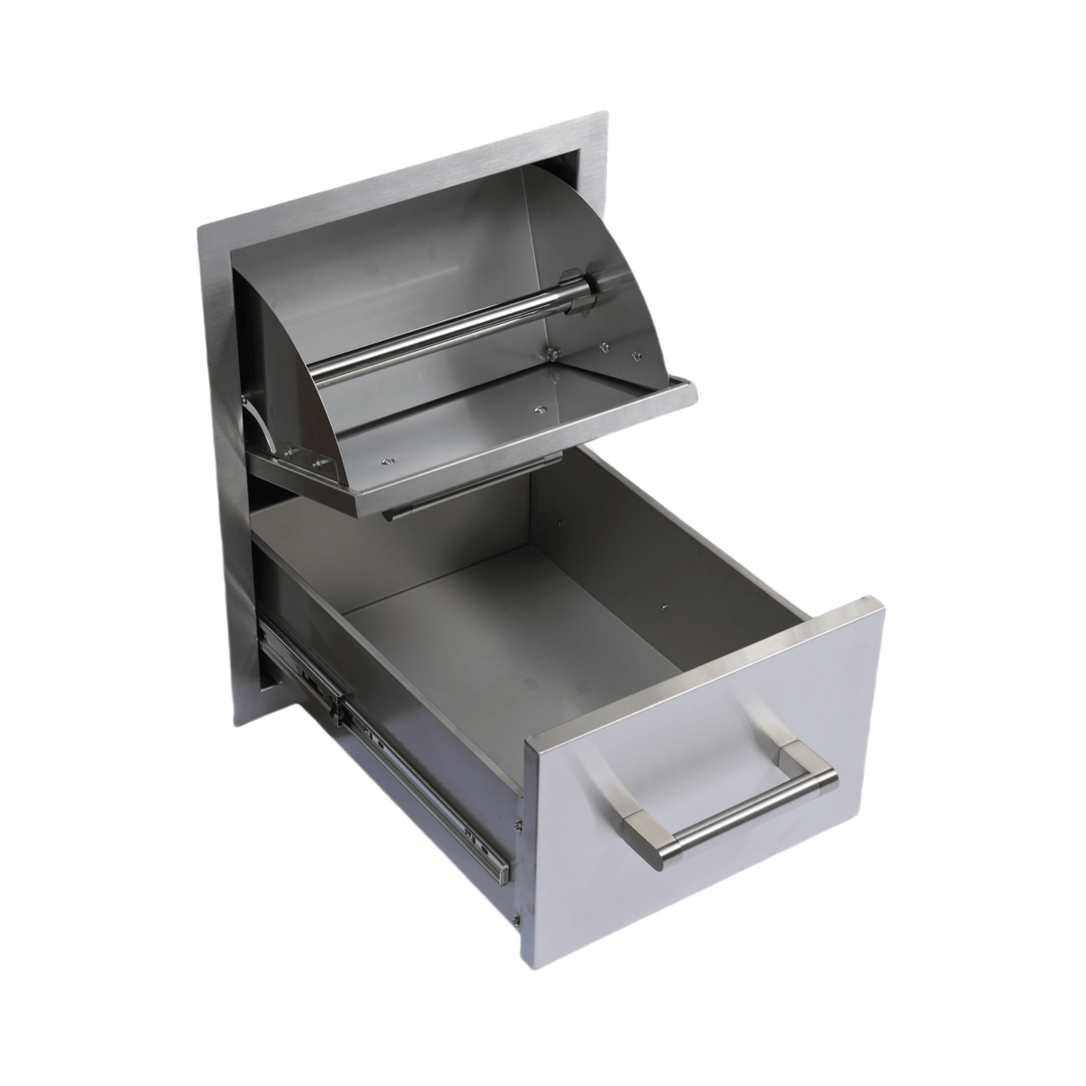 Premium Outdoor Kitchen With 32-Inch 60K BTU Built-In Stainless Steel LPG Gas Grill, Door And Drawer Combo And Stainless Steel Ice Box