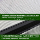 [06X12FT] Premium Polycarbonate Gray Walk-In Greenhouse Kit With Adjustable Vent And Lockable Door (SAK35264)