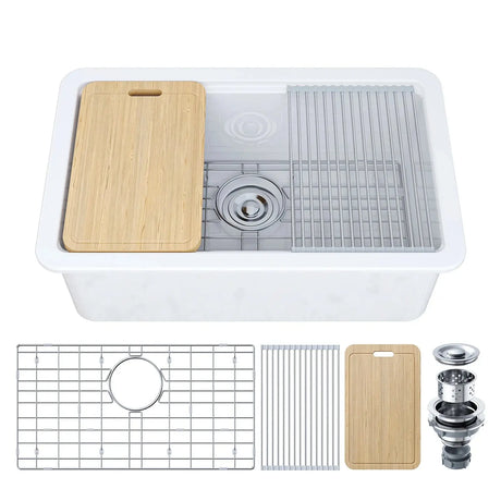 F01R-S3019W1-L 30 Inch Top Mount Kitchen Sink with Drainboard – Creamic Single Bowl