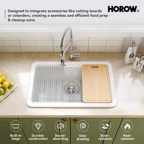 F01R-S3019W1-L 30 Inch Top Mount Kitchen Sink with Drainboard – Creamic Single Bowl