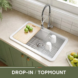 F01R-S3019W1-L 30 Inch Top Mount Kitchen Sink with Drainboard – Creamic Single Bowl