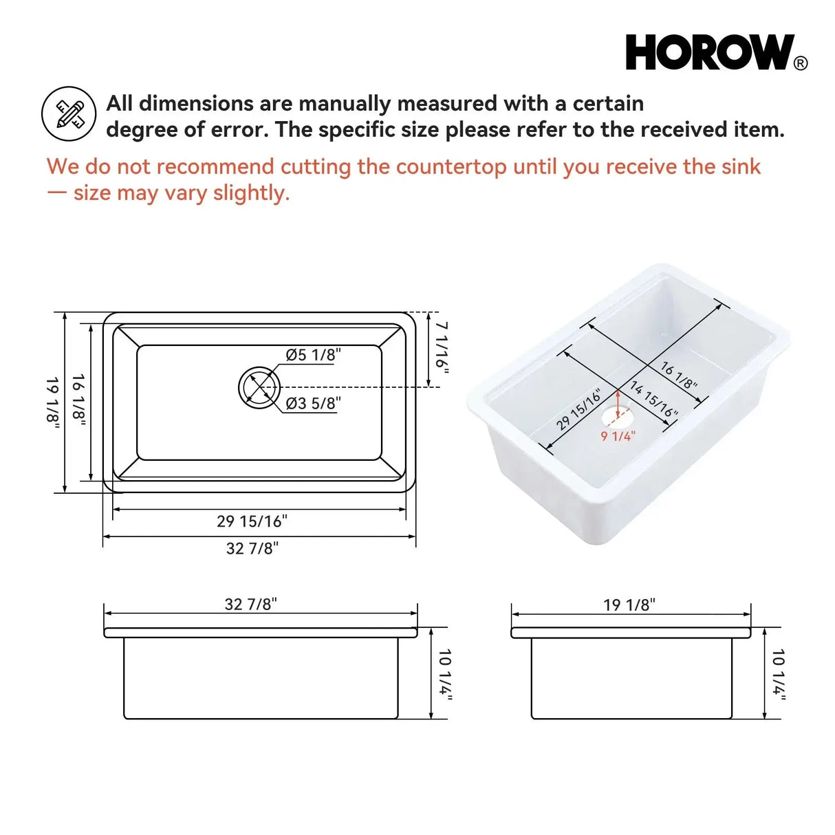 F01R-S3319W1-L  33 Inch Ceramic Overmount Kitchen Sink – Durable & Stylish Design