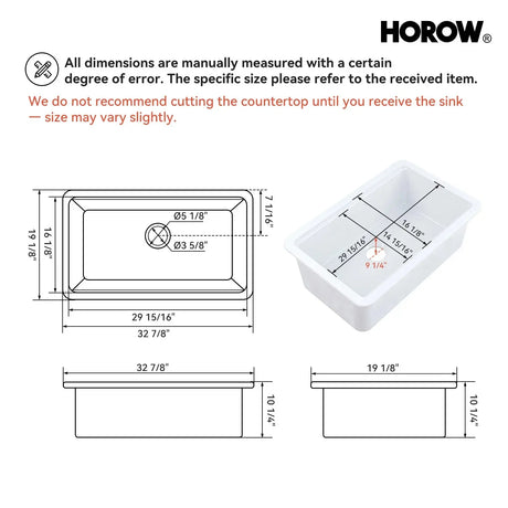 F01R-S3319W1-L  33 Inch Ceramic Overmount Kitchen Sink – Durable & Stylish Design