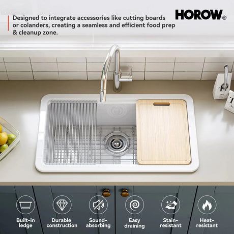 F01R-S3319W1-L  33 Inch Ceramic Overmount Kitchen Sink – Durable & Stylish Design