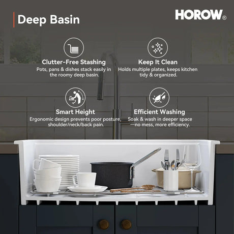 F01R-S3319W1-L  33 Inch Ceramic Overmount Kitchen Sink – Durable & Stylish Design