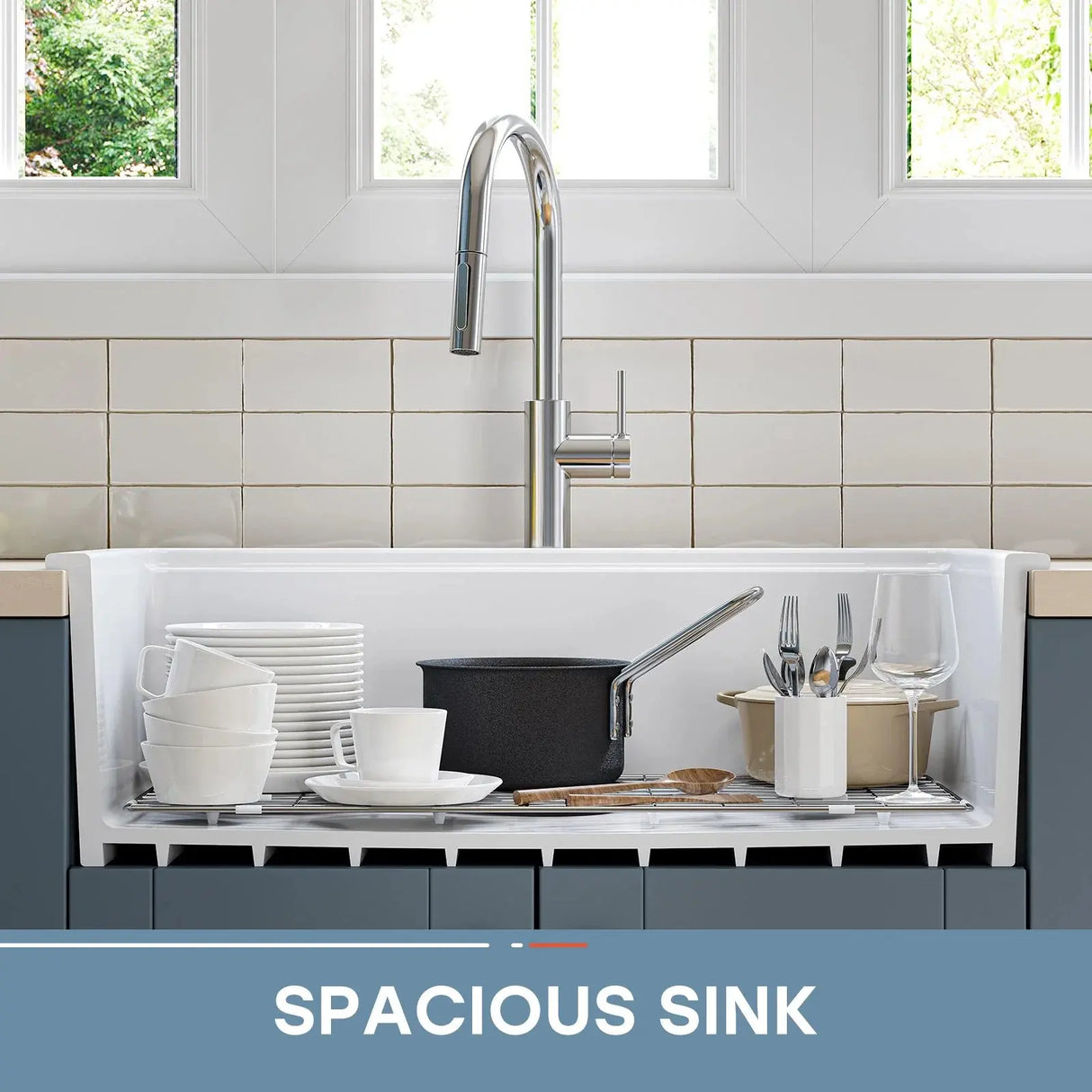 F01R-S3319W1-L  33 Inch Ceramic Overmount Kitchen Sink – Durable & Stylish Design