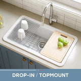 F01R-S3319W1-L  33 Inch Ceramic Overmount Kitchen Sink – Durable & Stylish Design