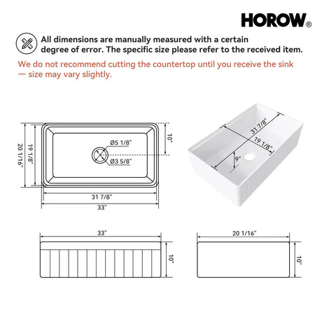 F01R-S3320W1-L 33 Inch Undermount Workstation Kitchen Sink with Grid