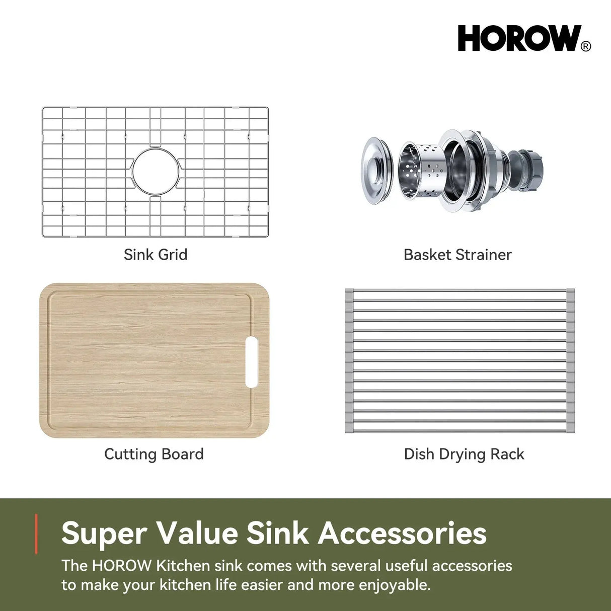 F01R-S3320W1-L 33 Inch Undermount Workstation Kitchen Sink with Grid