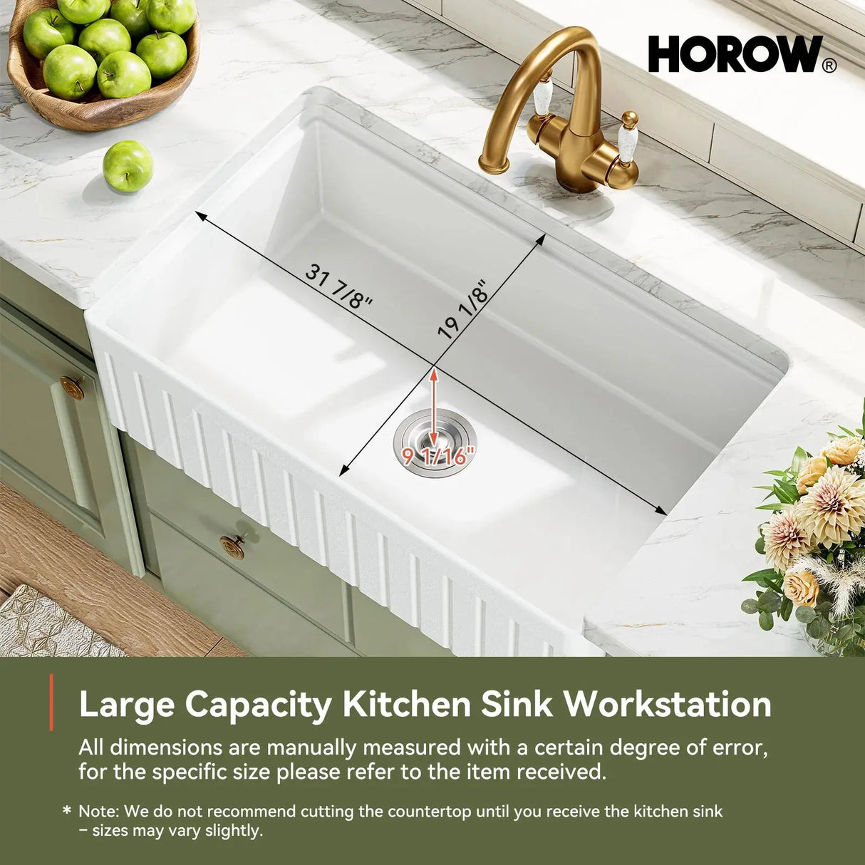 F01R-S3320W1-L 33 Inch Undermount Workstation Kitchen Sink with Grid
