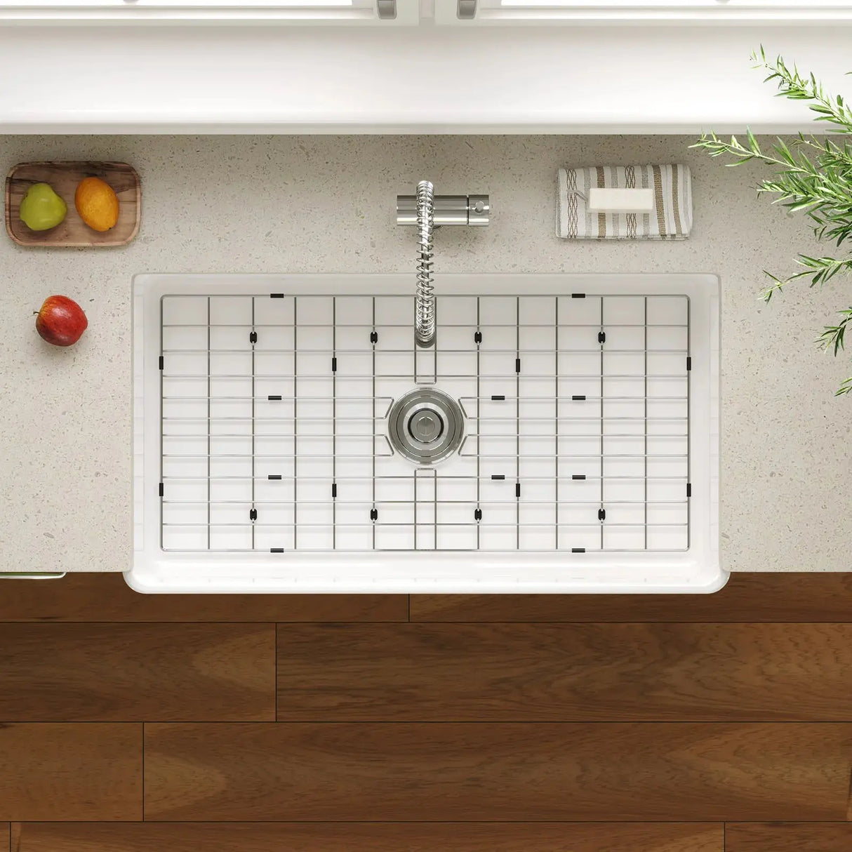 HOROW 36 Inch Kitchen Sink White Undermount Sink Model S3620W