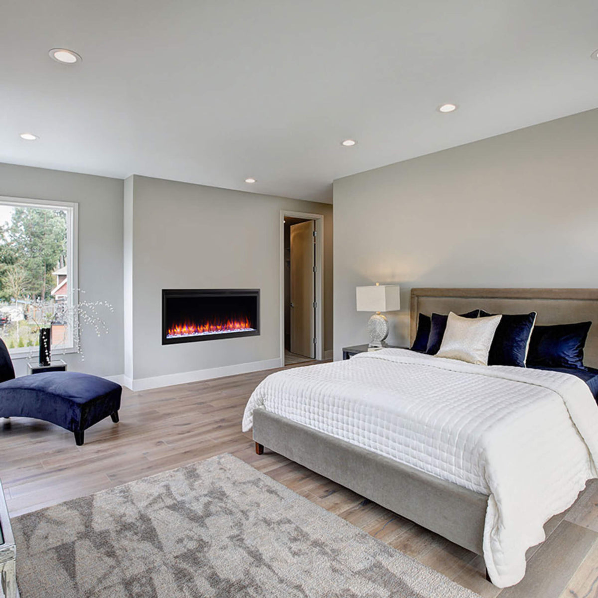 SimpliFire Allusion Platinum Recessed Linear Electric Fireplace [SF-ALLP50/60/72-BK]