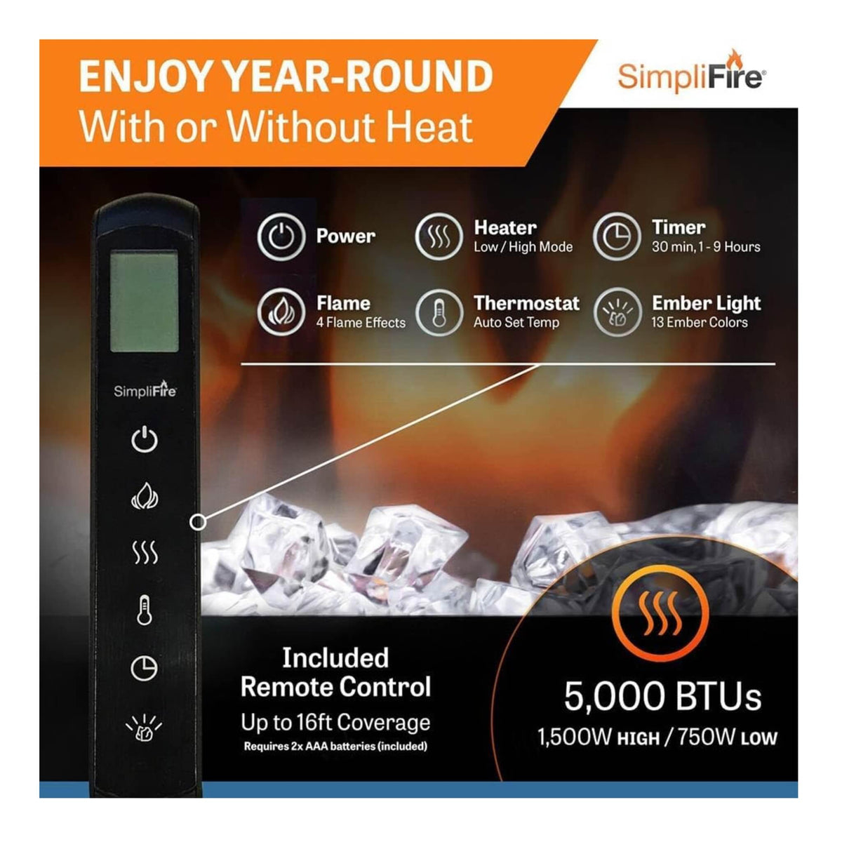 Simplifire Allusion Recessed Linear Electric Fireplace [SF-ALL48/50/60-BK]