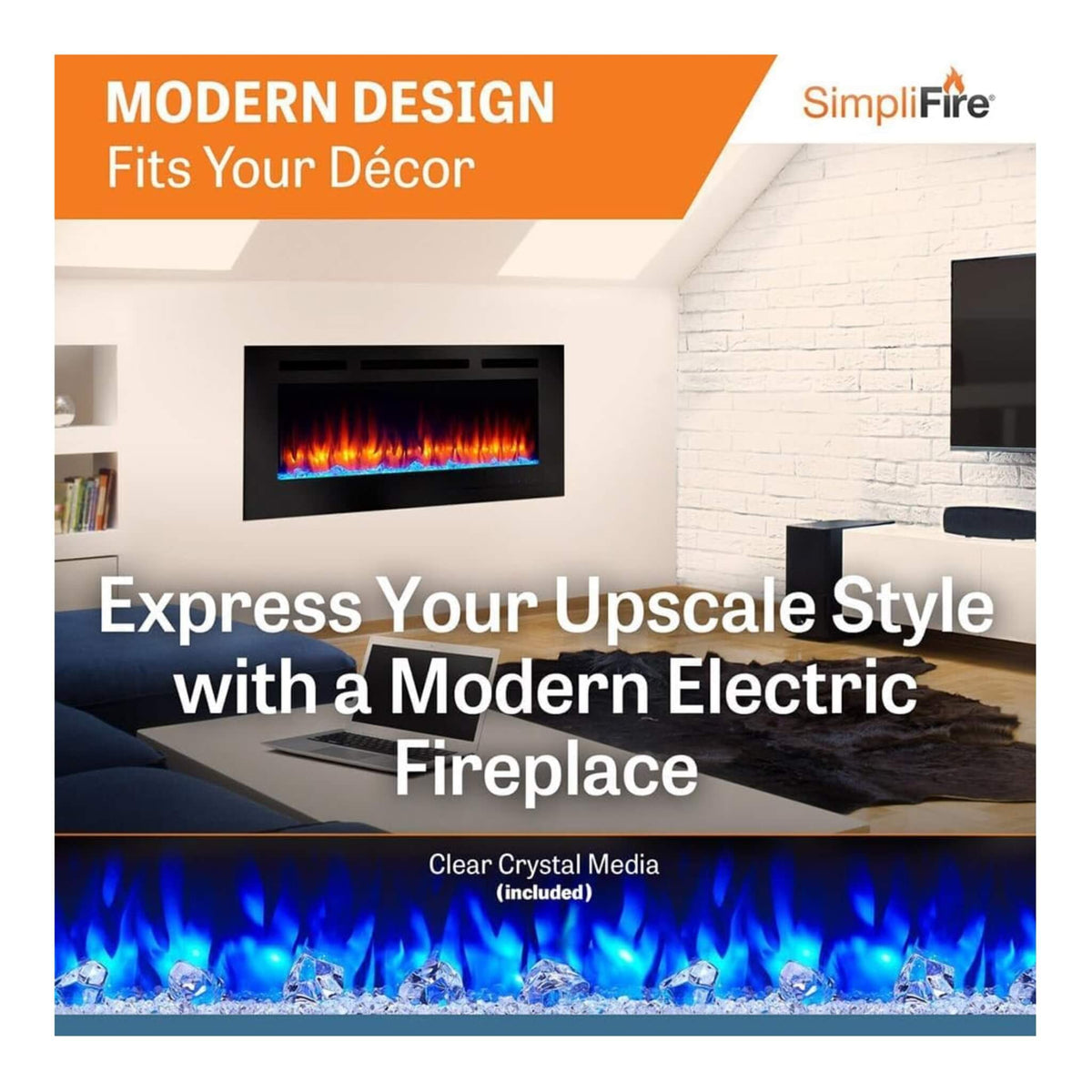 Simplifire Allusion Recessed Linear Electric Fireplace [SF-ALL48/50/60-BK]