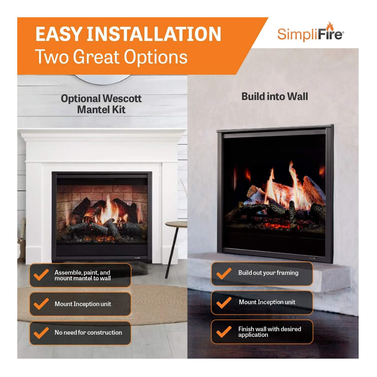 SimpliFire Inception 36" Traditional Electric Fireplace [SF-INC36]