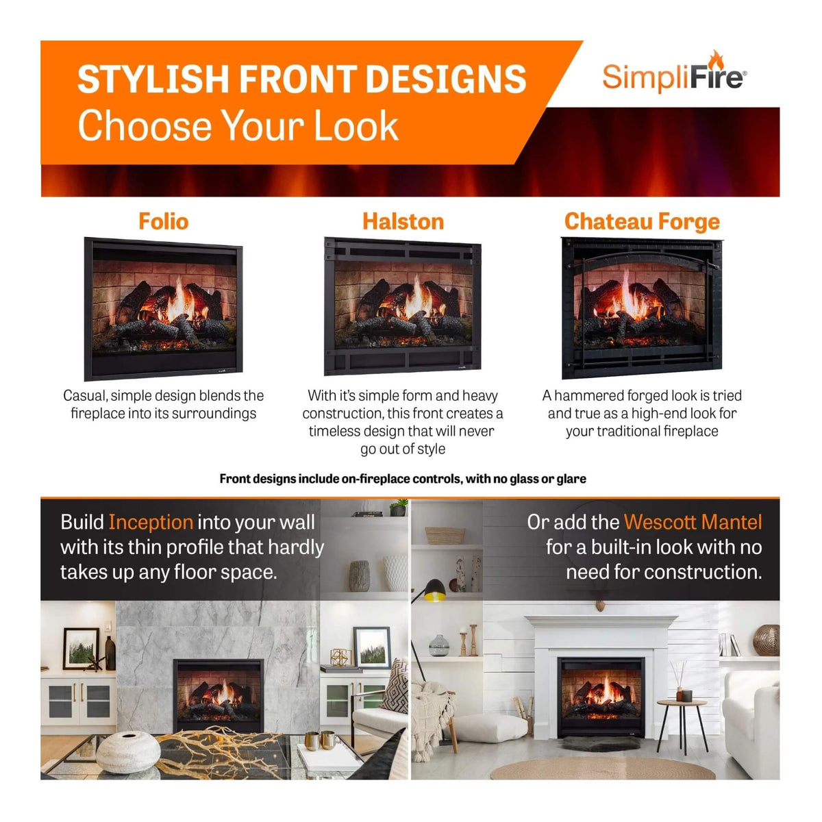 SimpliFire Inception 36" Traditional Electric Fireplace [SF-INC36]