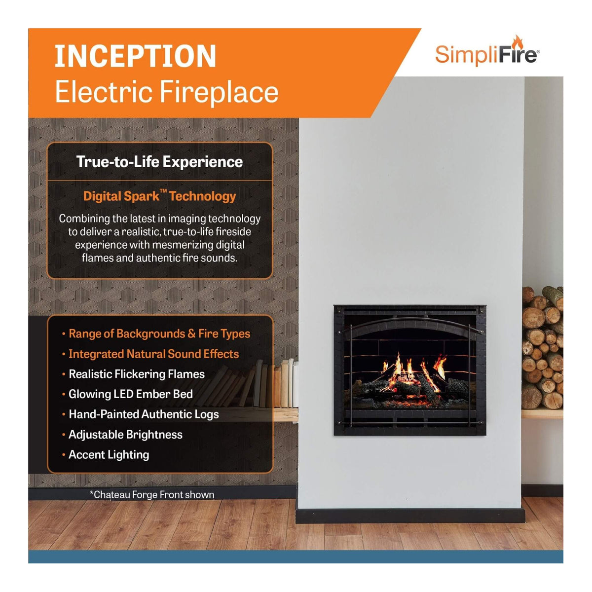 SimpliFire Inception 36" Traditional Electric Fireplace [SF-INC36]