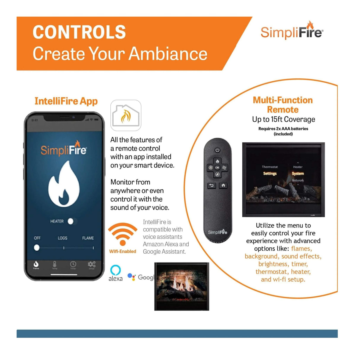 SimpliFire Inception 36" Traditional Electric Fireplace [SF-INC36]