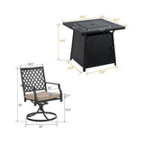Sophia & William Outdoor Gas Fire Pit Table Set W/ Cushioned Swivel Dining Chairs, 5PCS