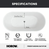HOROW 59 Inch Acrylic Freestanding Tub Model ST59-CH