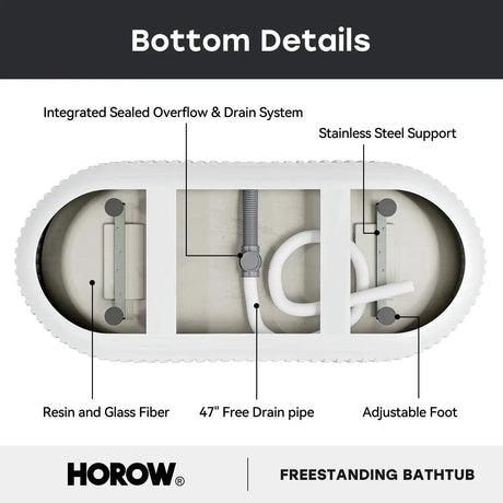 HOROW 59 Inch Acrylic Freestanding Tub Model ST59-CH