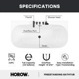 59 Inch Acrylic Back to Wall Tub with Faucet and Shower Head Model SU59-MB