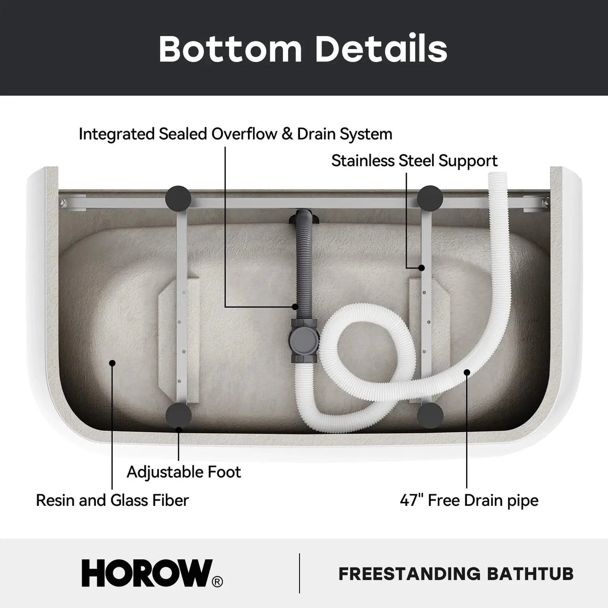 59 Inch Acrylic Back to Wall Tub with Faucet and Shower Head Model SU59-MB