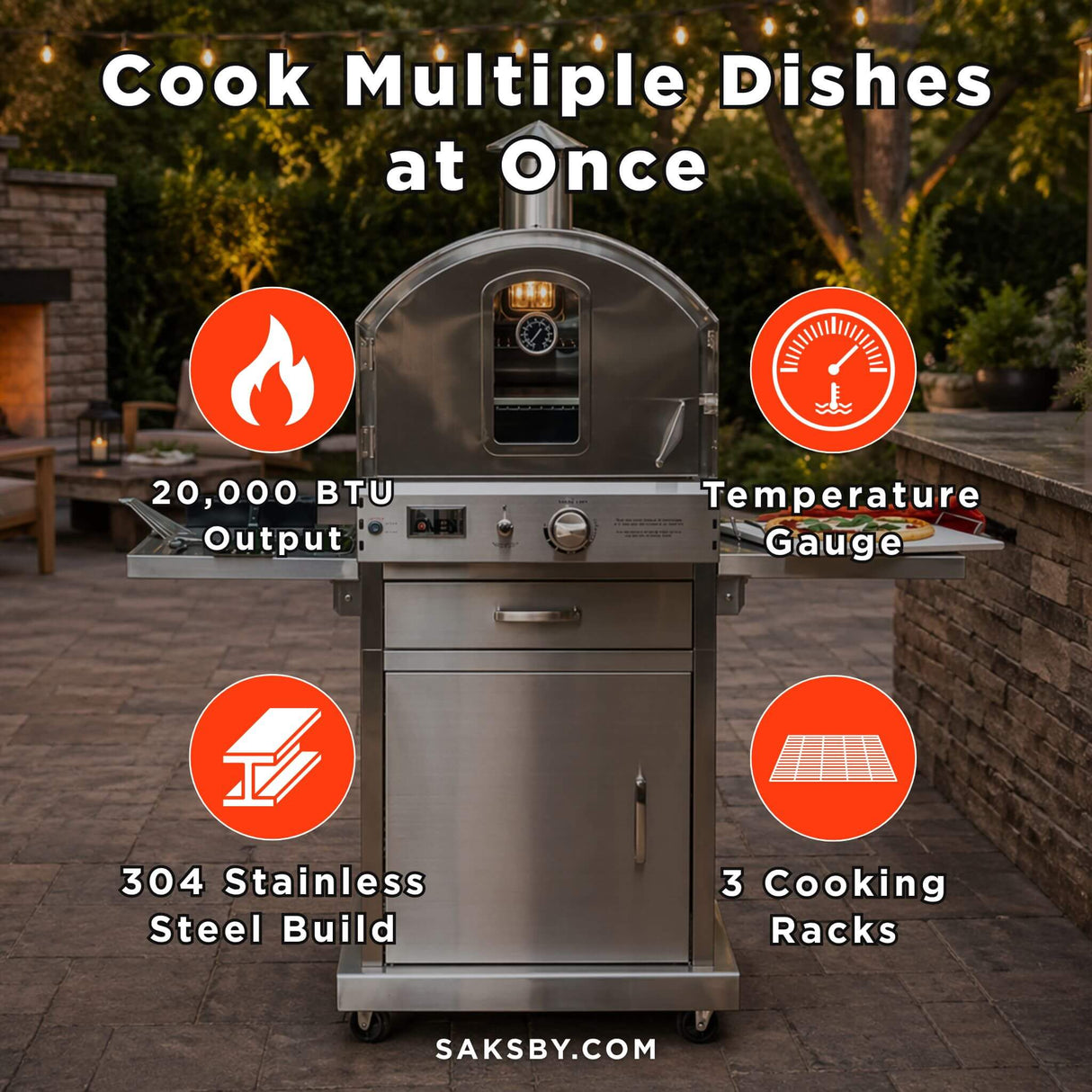 Summerset 60" Outdoor Freestanding Gas Pizza Oven [SS-OVFS-LP/NG]